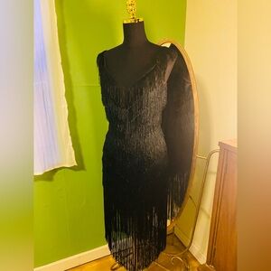 Vintage Fringe 80s 20s Dress